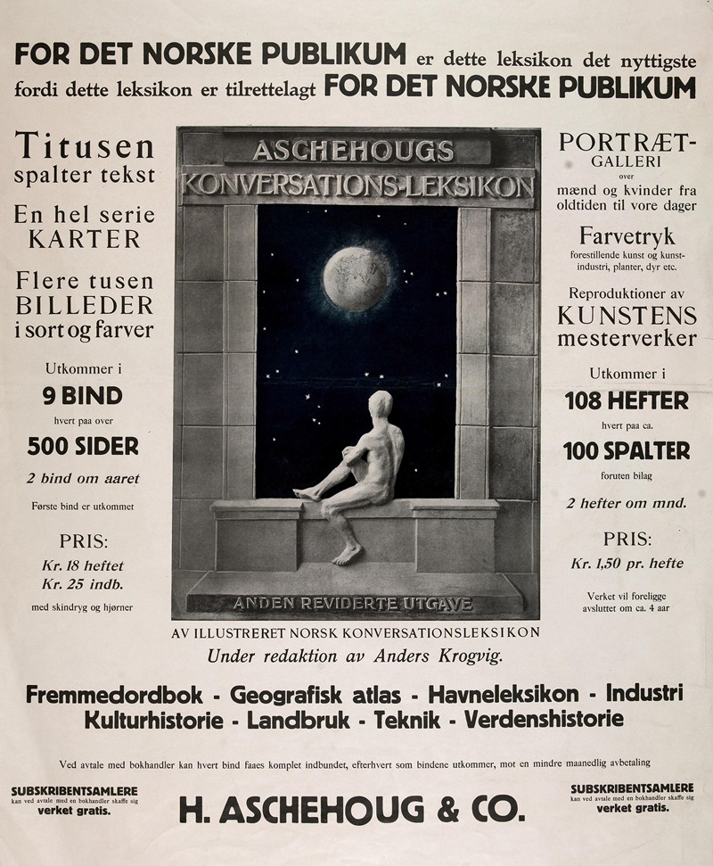 Aschehougs konversations-leksikon by Brynjulf Larsson, 1920 — digital art print download