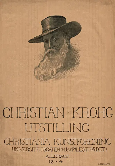 Christian Krohg; utstilling by Copia, lito, 1920 — digital art print download