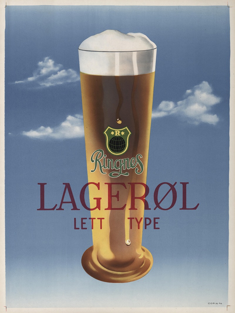 Ringnes lagerøl lett type by Copia, lito, 1930 — digital art print download