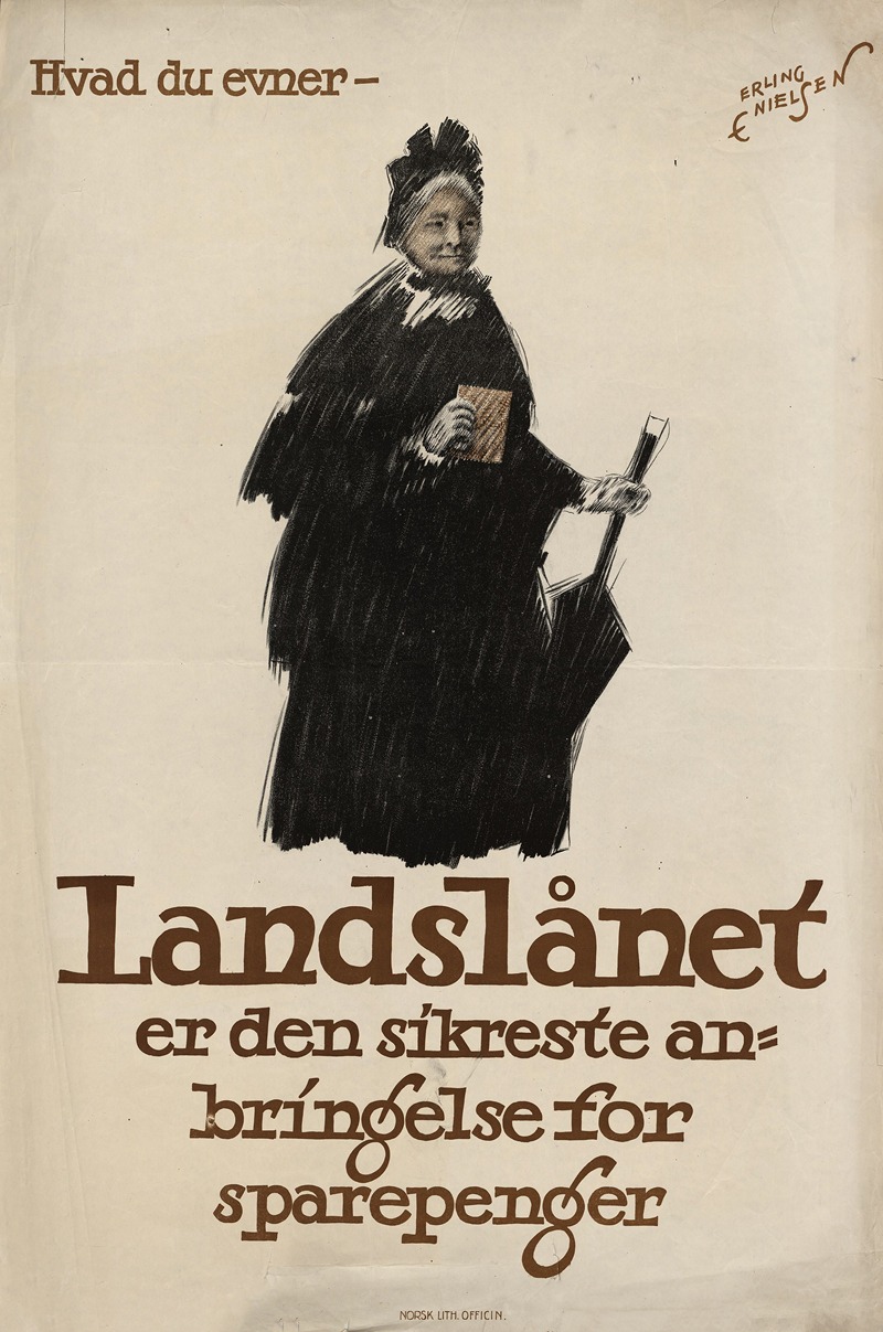 Landslånet er den sikreste anbringelse for sparepenger by Erling Nielsen, 1920 — digital art print download