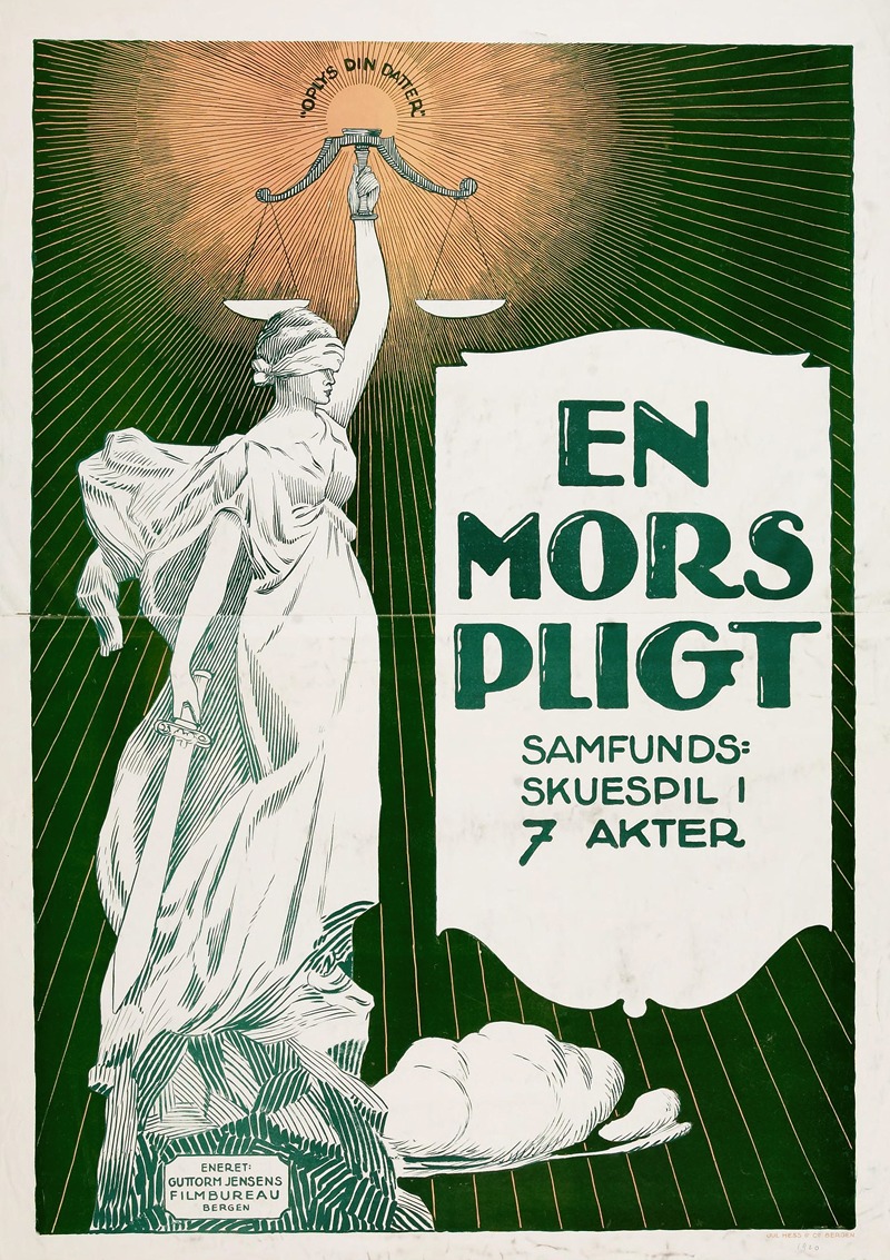 En Mors pligt by Jul. Hess & Co., 1920 — digital art print download