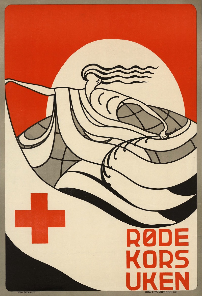 Røde kors uken by Kristiania lito, 1921 — digital art print download