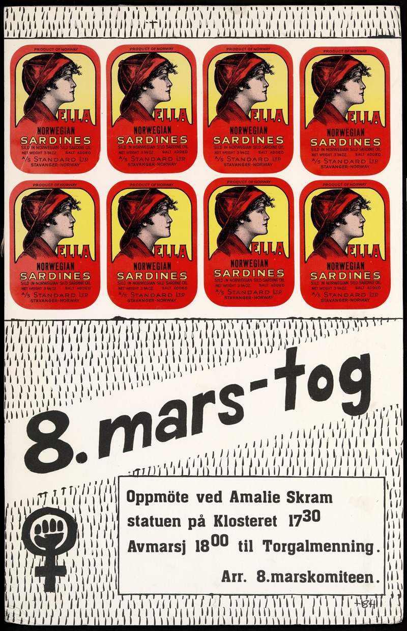 8. mars-tog – Norwegian sardines by Kvinnefronten (The Women's Front) — digital art print download