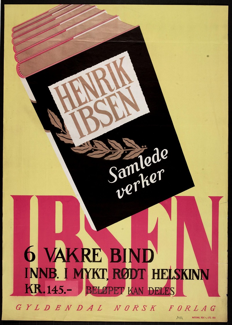 Henrik Ibsen, Samlede verke by National Rek Lith. — digital art print download