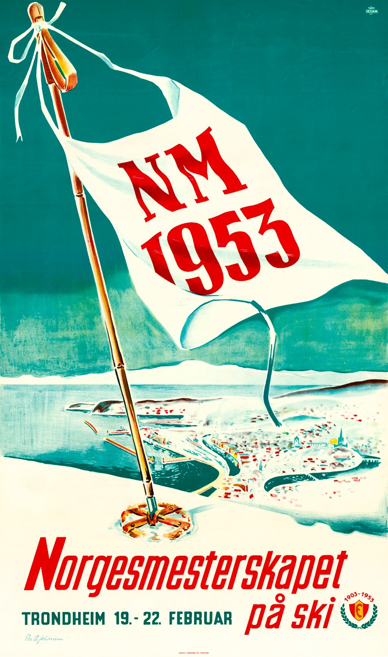 Norgesmesterskapet på ski by Per A. Johansen Sted, 1953 — digital art print download