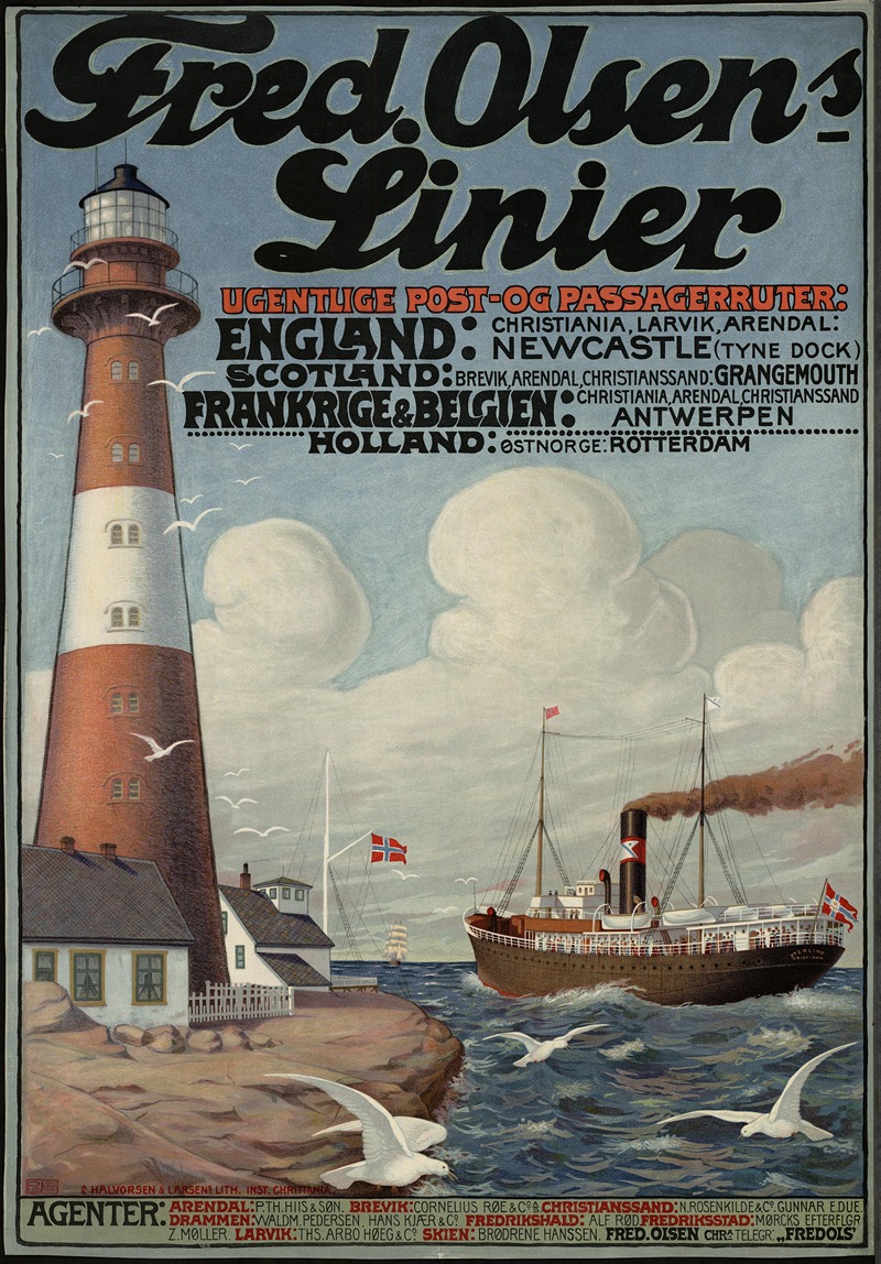 Fred. Olsens Linier by Peter Wilhelm Johannsen, 1912 — digital art print download