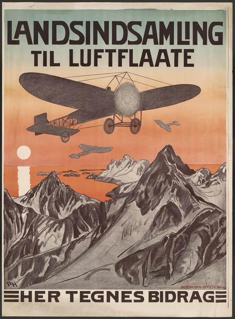 Landsindsamling til luftflaate – Her tegnes bidrag by Торольф Хольмбё, 1912 — digital art print download