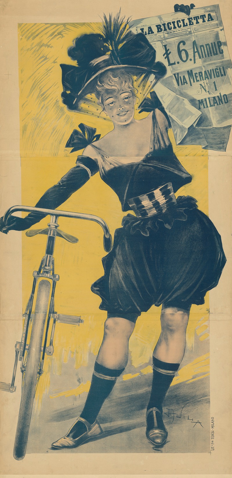 La Bicicletta by Aleardo Villa, 1900 — digital art print download