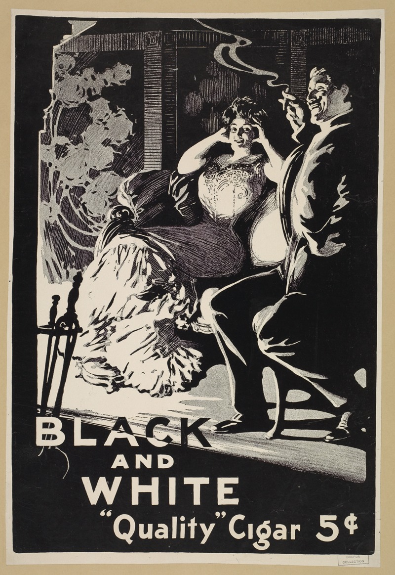 Black & White 'quality' cigar. by Аноним, 1895 - 1917 — digital art print download