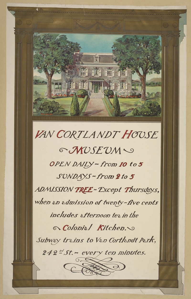 Van Cortland house museum by Аноним, 1887 - 1922 — digital art print download