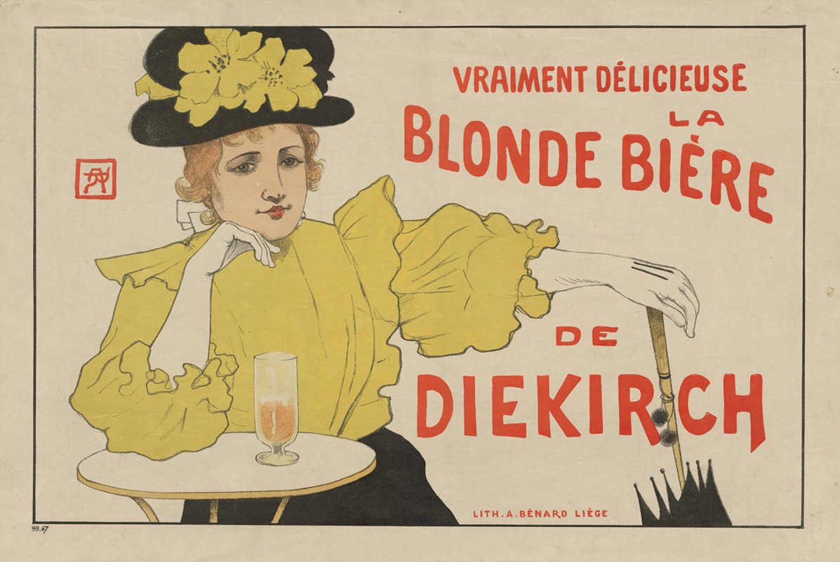 La blonde Bière de Diekirch by Арман Рассенфос, 1896 — digital art print download