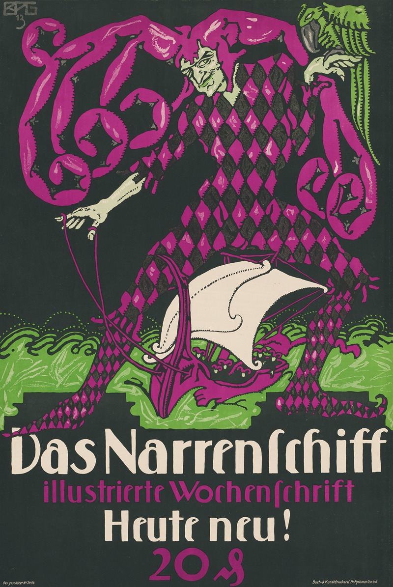 Das Narrenschiff illustrierte Wochenschrift by Eduard Hanns Beyer-Preusser, 1913 — digital art print download