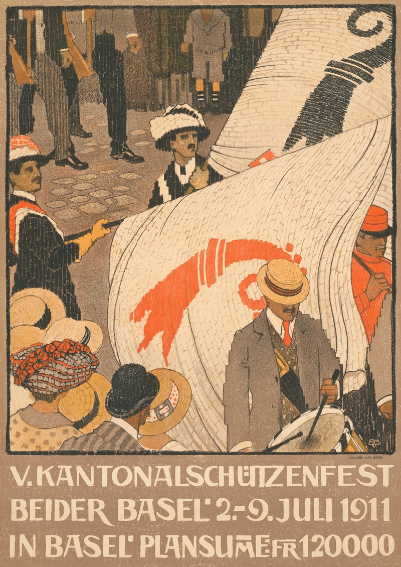 V. Kantonalschützenfest Beider Basel by Буркхард Мангольд, 1911 — digital art print download