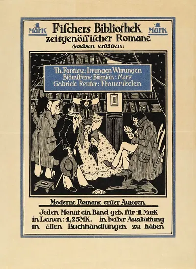 Fischers Bibliothek zeitgenössischer Romane by Emil Preetorius, 1910 — digital art print download