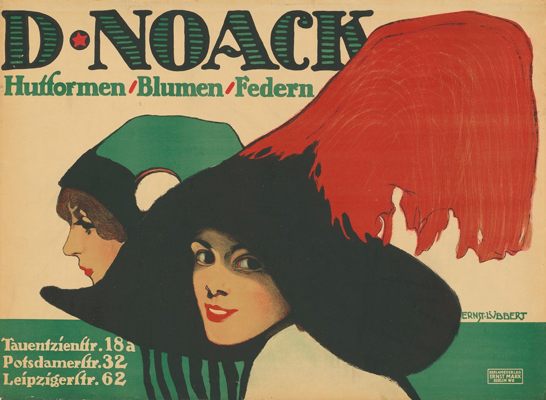 D. Noack Hutformen Blumen Federn by Ernst Lübbert, 1911 — digital art print download