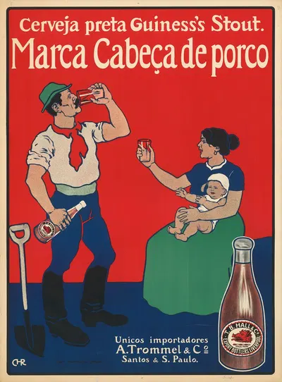 Cerveja preta Guinness's Stout. Marca Cabeça de porco by Franz Christophe, 1900 — digital art print download