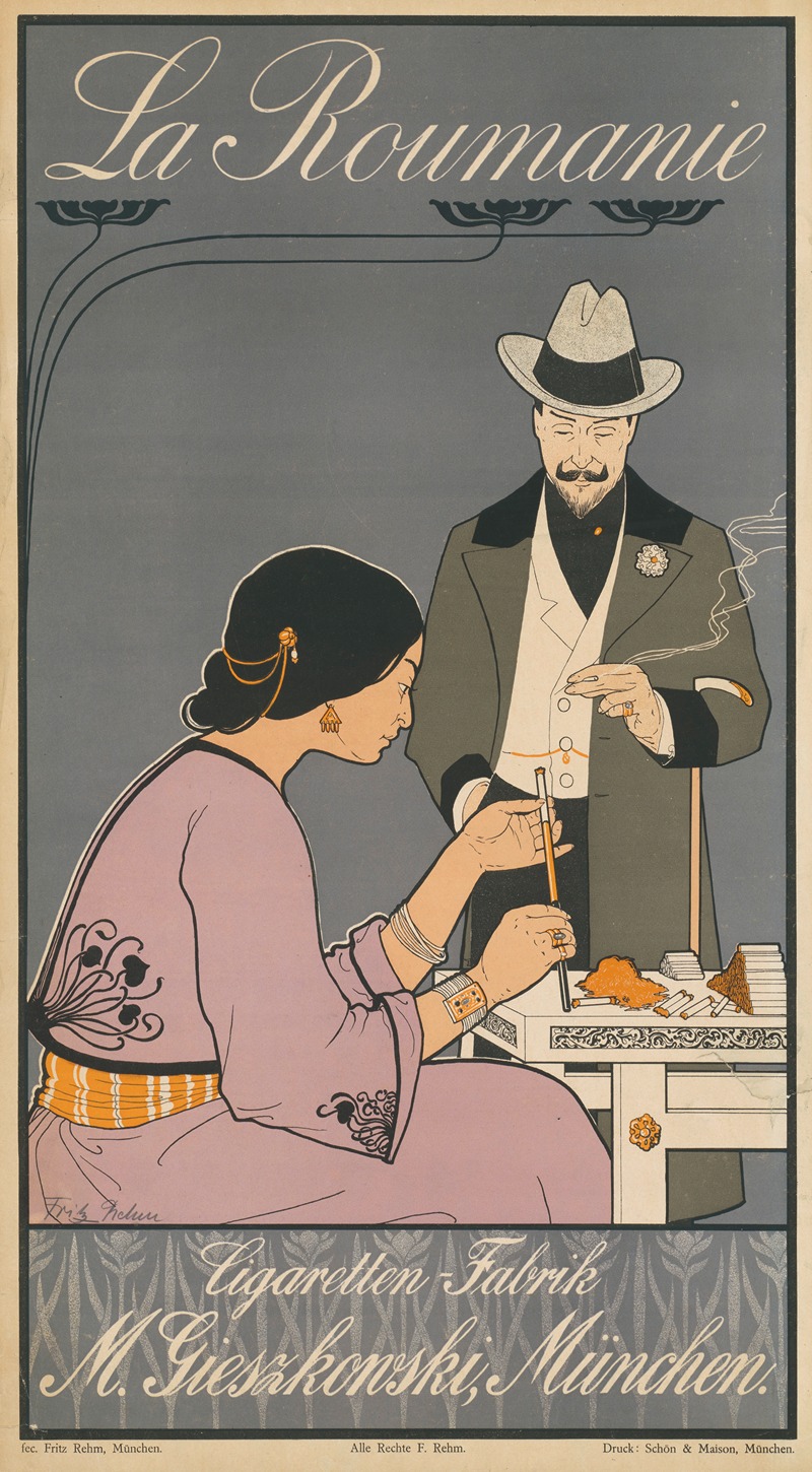 La Roumanie. Zigarettenfabrik München by Fritz Rehm, 1890 - 1896 — digital art print download