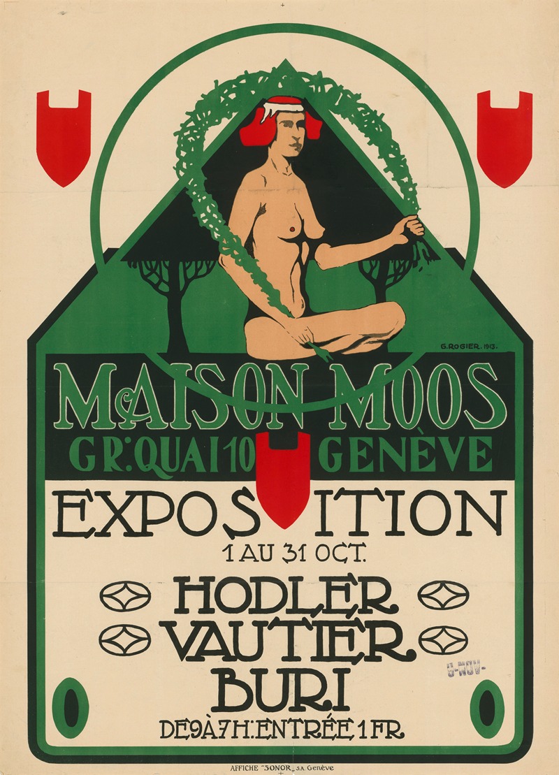 Maison Moos. Exposition Hodler, Vautier, Buri — G. Rogier