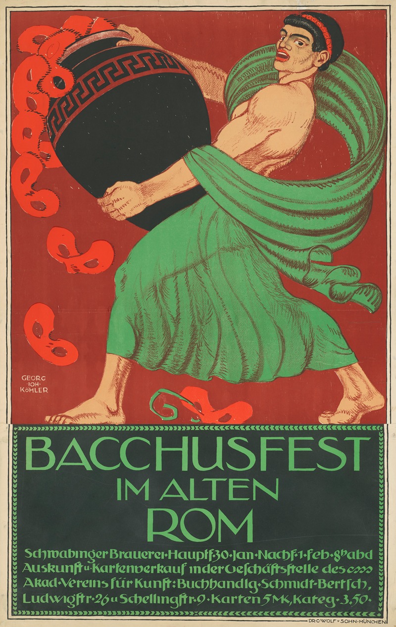 Bacchusfest im alten Rom by Georg Johann Köhler, 1910 — digital art print download