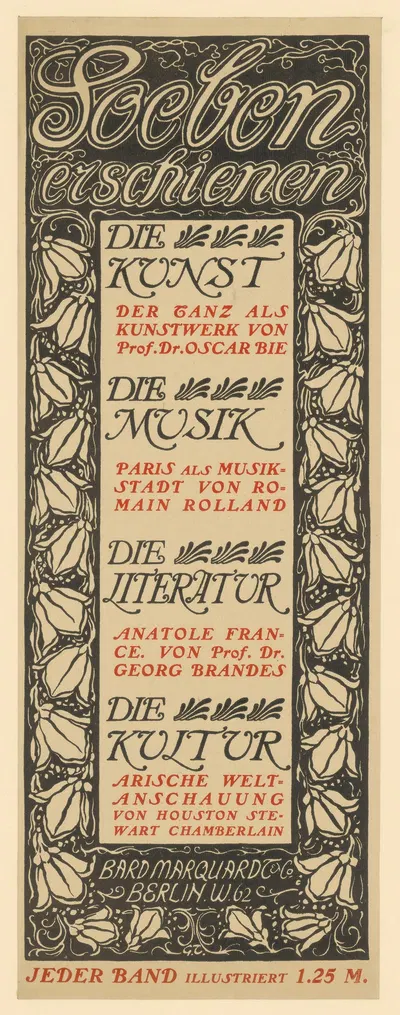 Soeben erschienen… Die Kunst, Die Musik, Die Literatur, Die Kultur by Георг Типпель, 1905 — digital art print download
