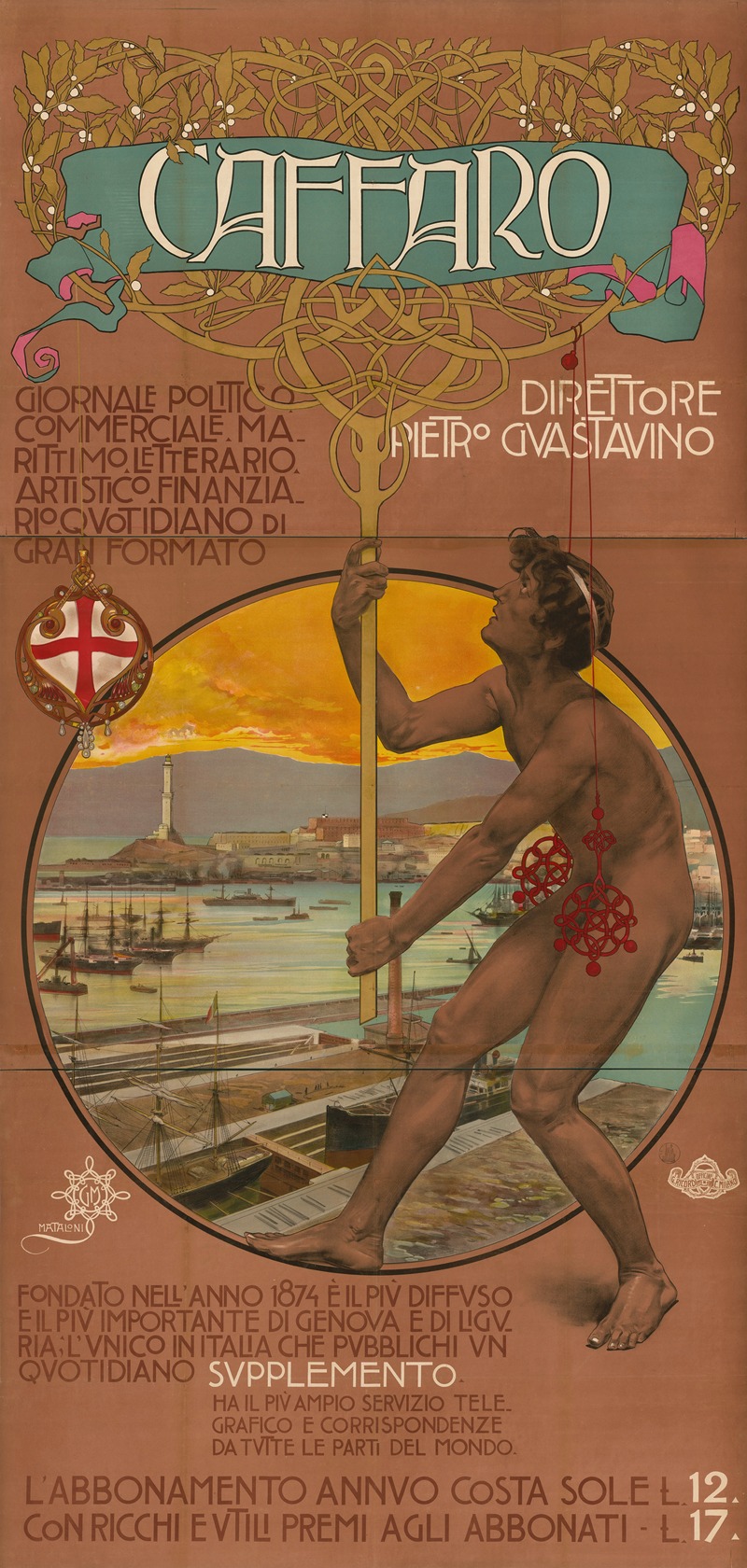Caffaro. Giornale di Genova by Giovanni Mataloni, 1897 — digital art print download