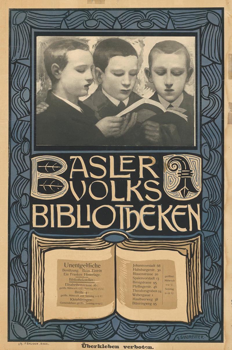 Basler Volksbibliotheken by Ханс Сандройтер, 1890 — digital art print download