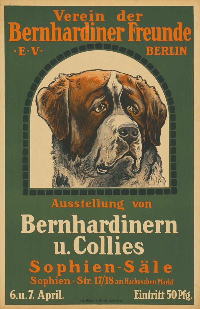 Verein der Bernhardiner Freunde e. V. Berlin by Hollerbaum & Schmidt, 1900 - 1914 — digital art print download