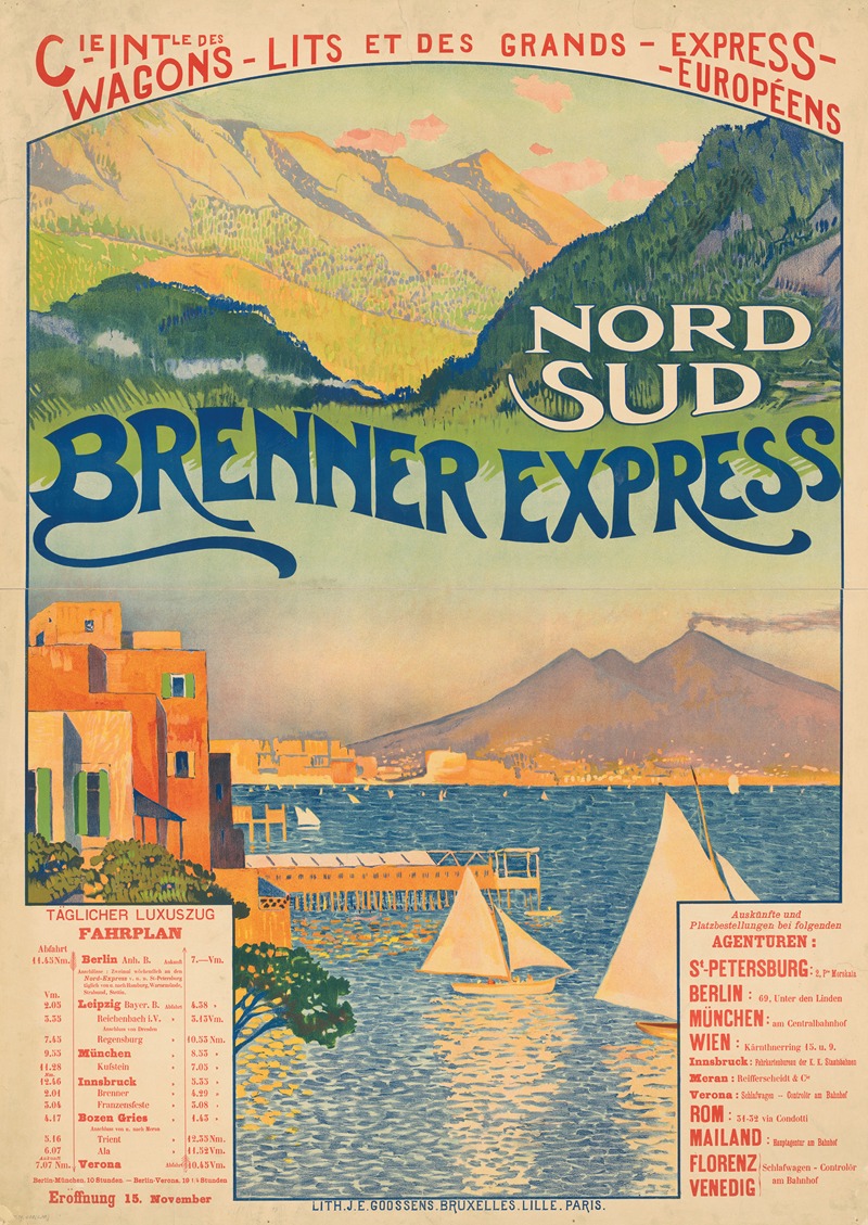 Nord Sud Brenner Express by J. E. Goossens, 1896 — digital art print download