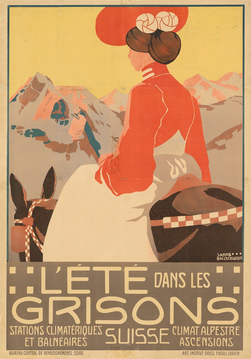 L' été dans les Grisons Suisse by Jacob Friedrich Bollschweiler, 1906 — digital art print download