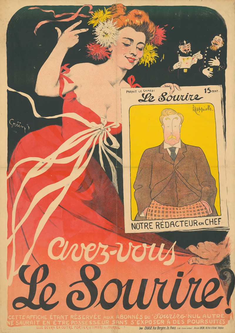 Avez-vous Le Sourire by Жюль-Александр Грюн, 1899 — digital art print download