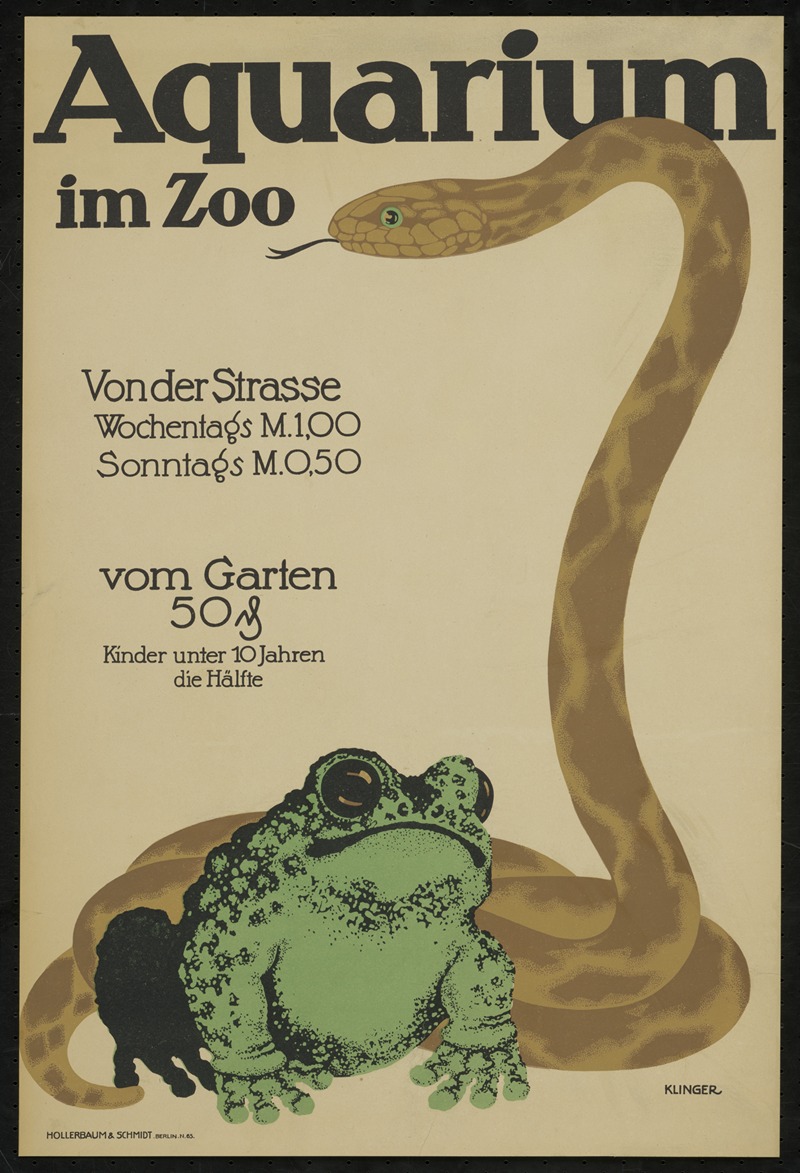 Aquarium im Zoo by Юлий Клингер, 1913 — digital art print download