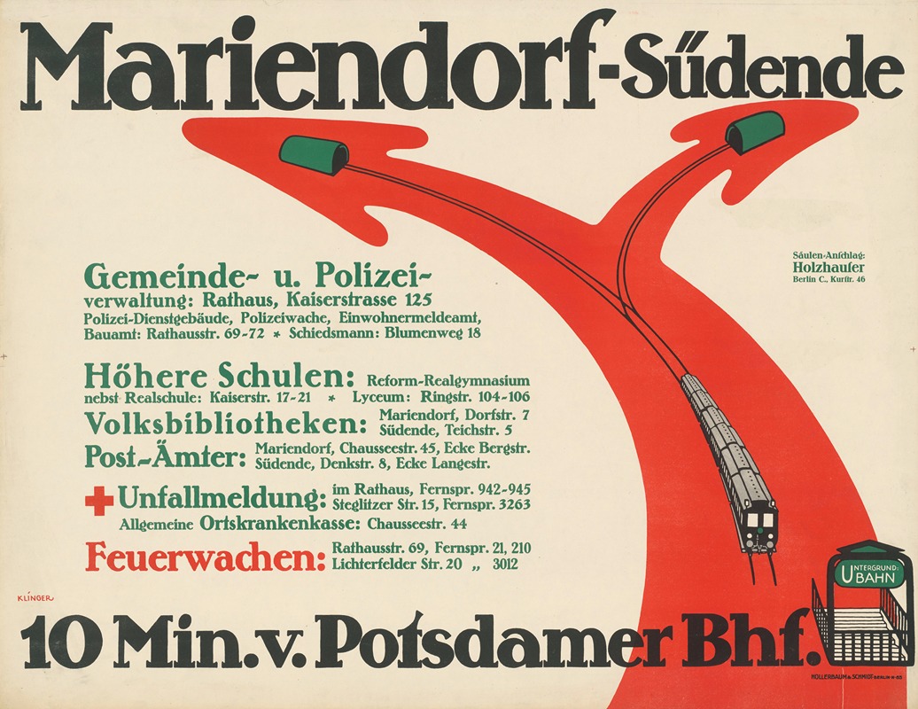 Mariendorf-Südende by Юлий Клингер, 1914 — digital art print download