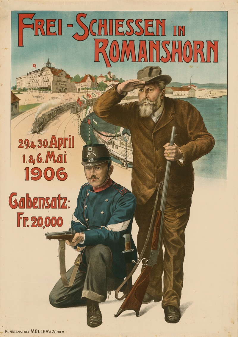 Frei-Schiessen in Romanshorn by Kunstanstalt J. C. Müller, 1906 — digital art print download