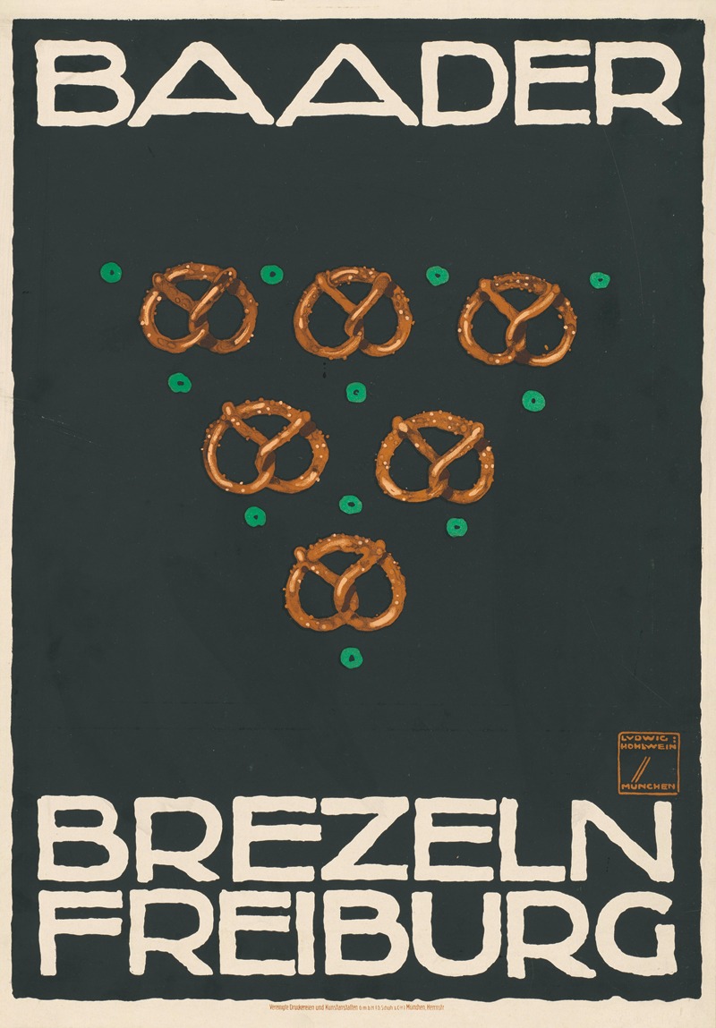 Baader Brezeln Freiburg by Ludwig Hohlwein, 1913 — digital art print download