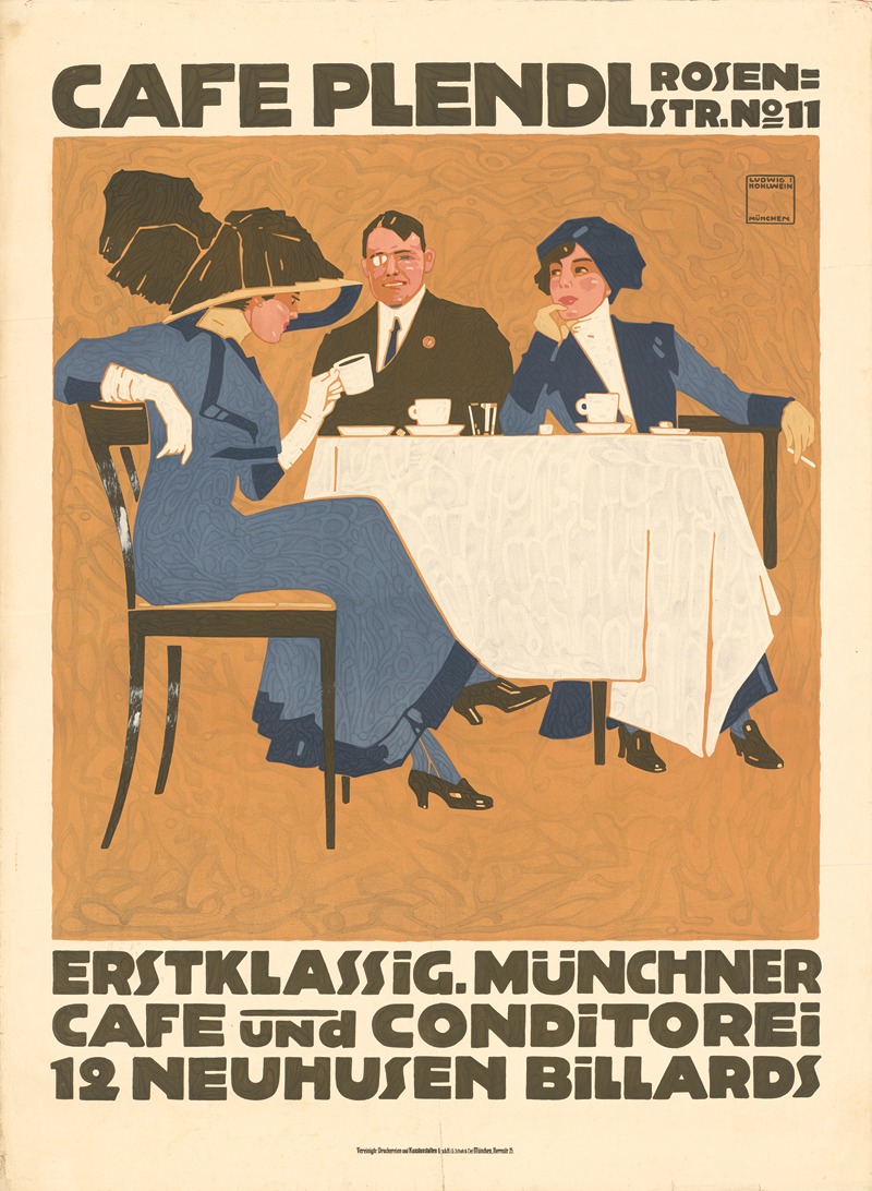 Café Plendl. Münchner Cafe und Konditorei by Ludwig Hohlwein, 1911 — digital art print download