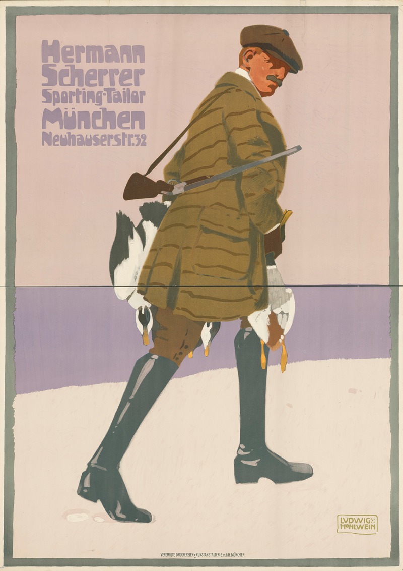 Herrmann Scherrer Sporting-Tailor München by Ludwig Hohlwein, 1907 — digital art print download