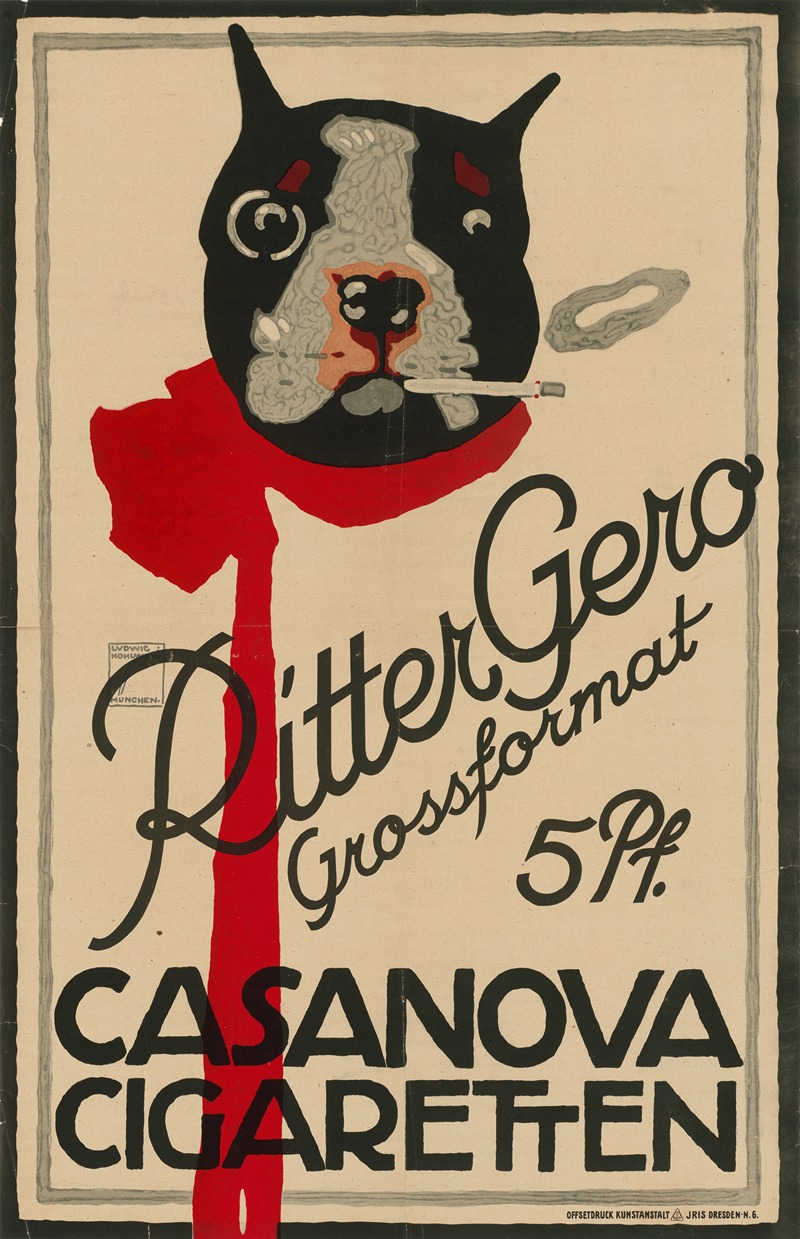 Ritter Gero Grossformat Casanova Cigaretten by Ludwig Hohlwein, 1914 — digital art print download