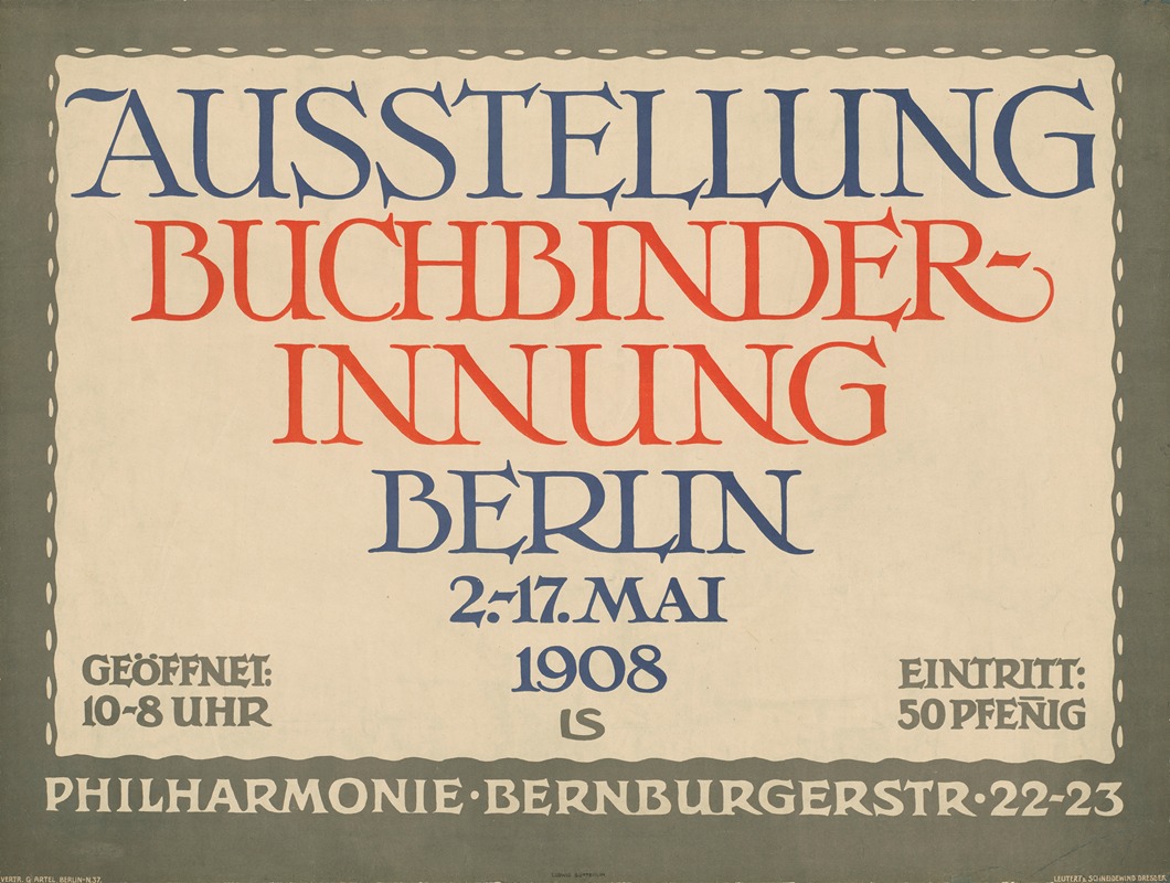Ausstellung Buchbinderinnung 1908 by Ludwig Sütterlin, 1908 — digital art print download
