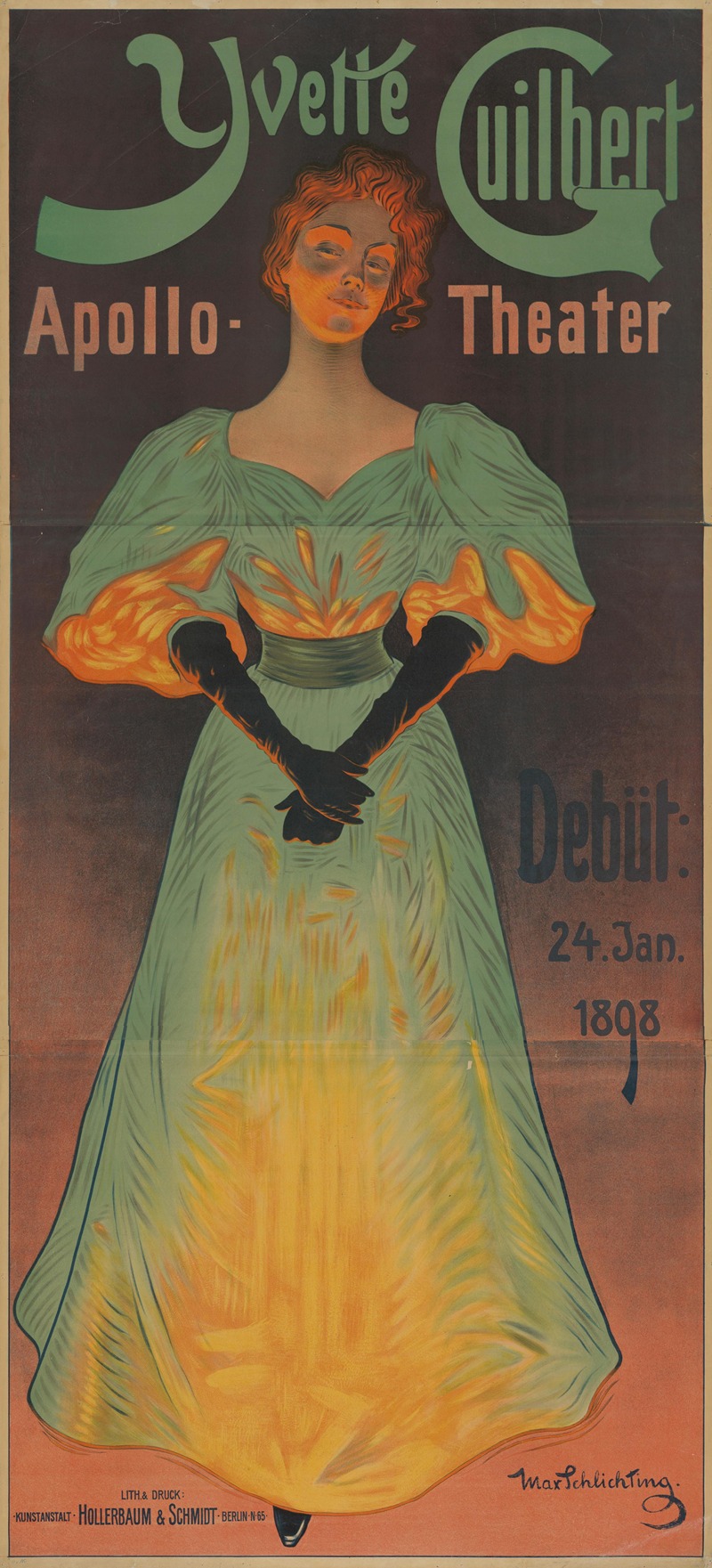 Yvette Guilbert Apollo-Theater by Max Schlichting, 1898 — digital art print download