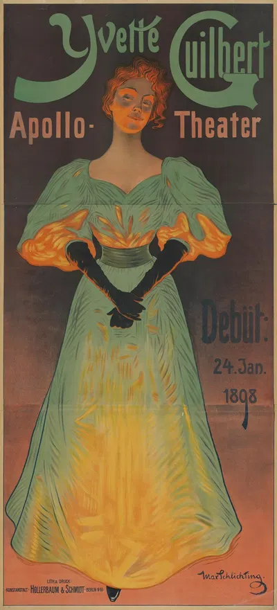 Yvette Guilbert Apollo-Theater by Max Schlichting, 1898 — digital art print download
