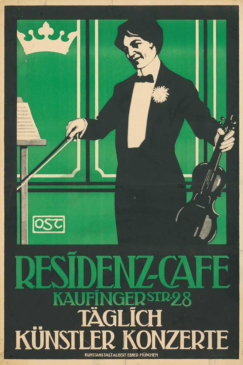 Residenz-Café, Künstler Konzerte by Oskar Petersen, 1910 — digital art print download