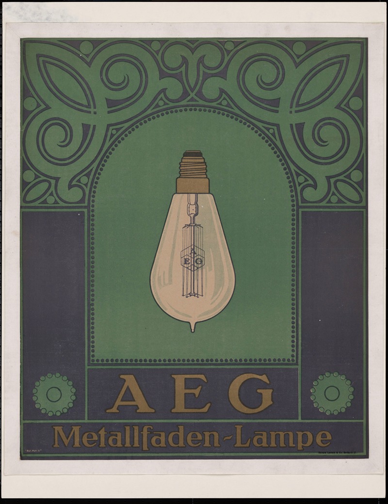 AEG Metallfaden-Lampe by Петер Бехренс, 1907 - 1910 — digital art print download
