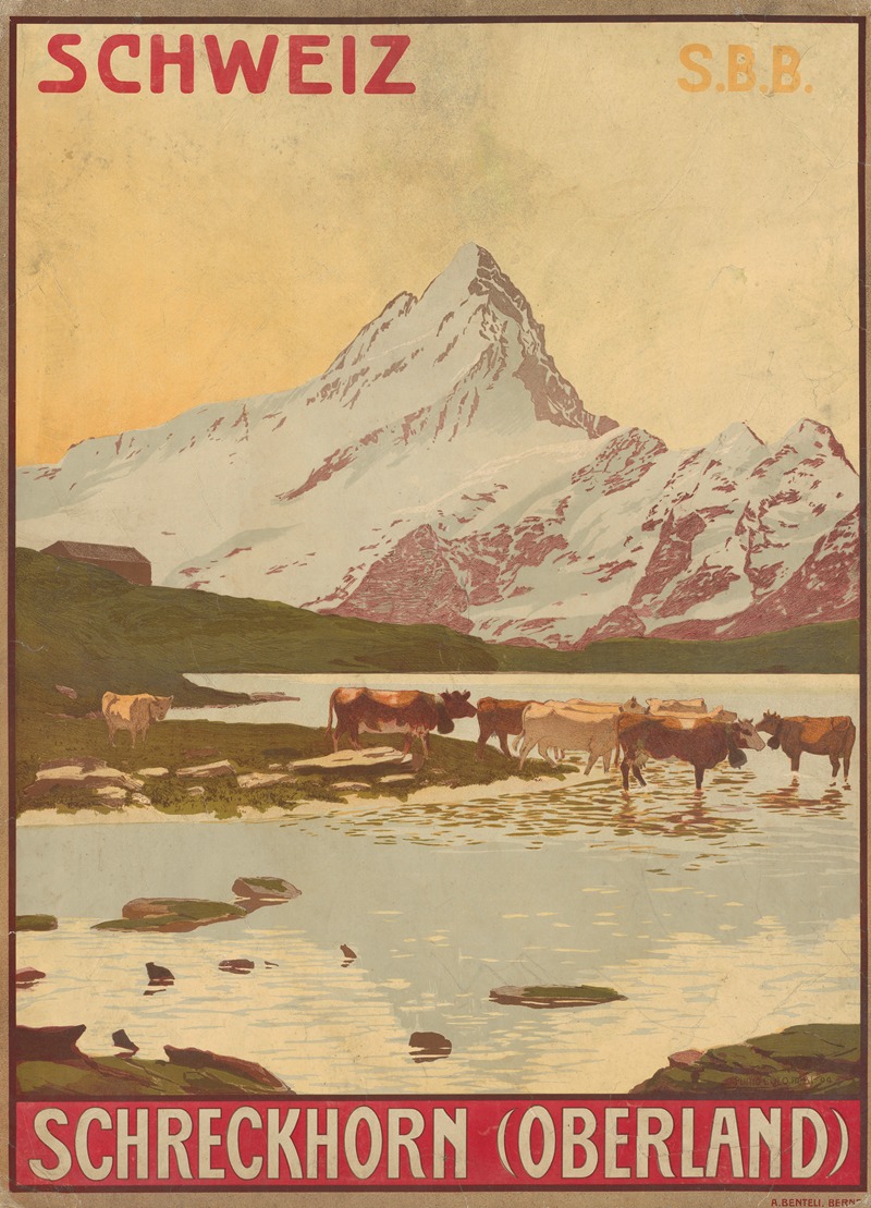 Schweiz Schreckhorn (Oberland) by Plinio Colombi, 1904 — digital art print download