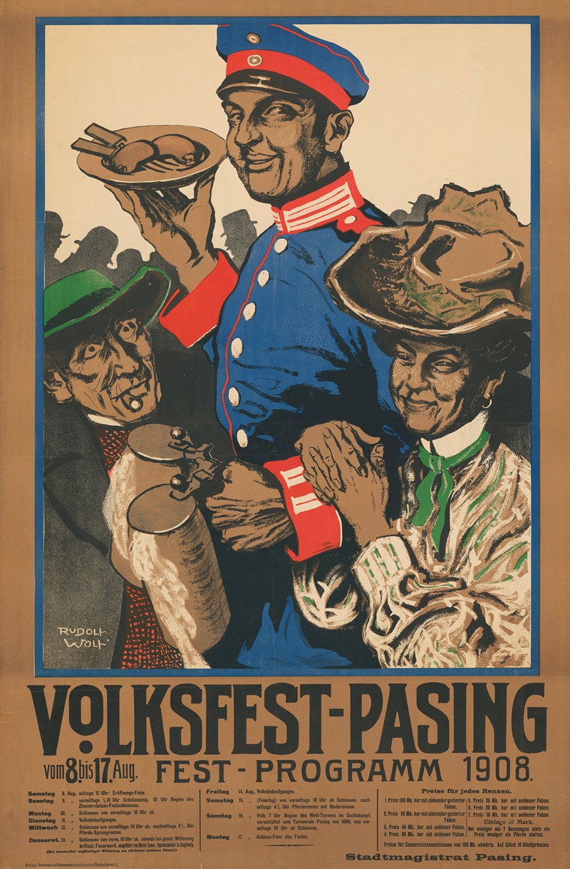 Volksfest Pasing. 8.-17. August 1908 by Rudolf Robert Wolf, 1906 — digital art print download