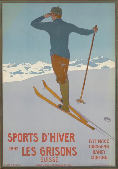 Sports d'hiver dans les Grisons by Walter Koch, 1906 — digital art print download