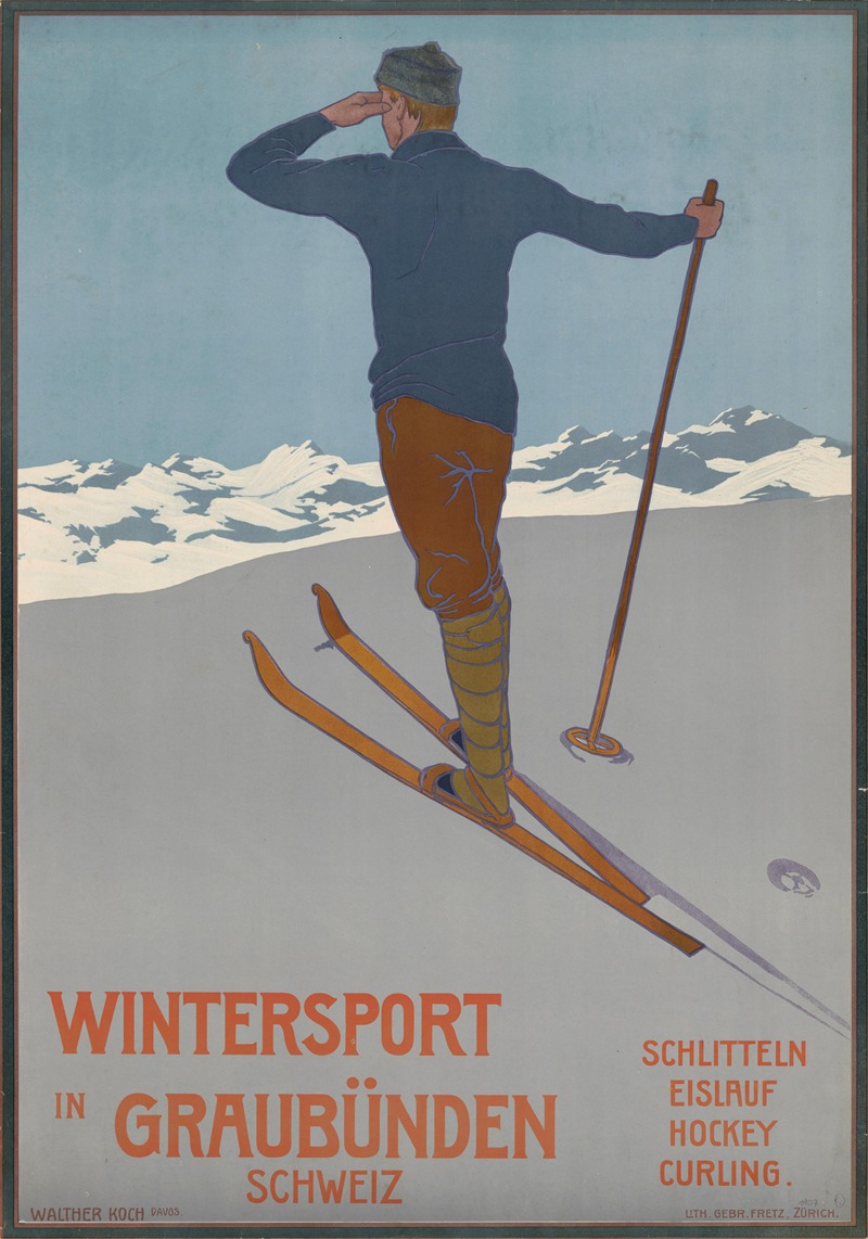 Wintersport in Graubünden by Walter Koch, 1906 — digital art print download