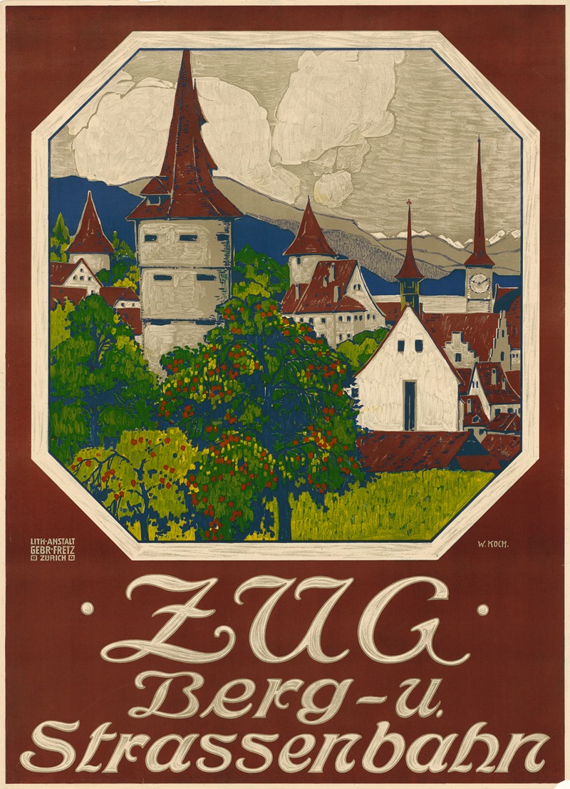 Zug. Berg und Strassenbahn by Walter Koch, 1911 — digital art print download