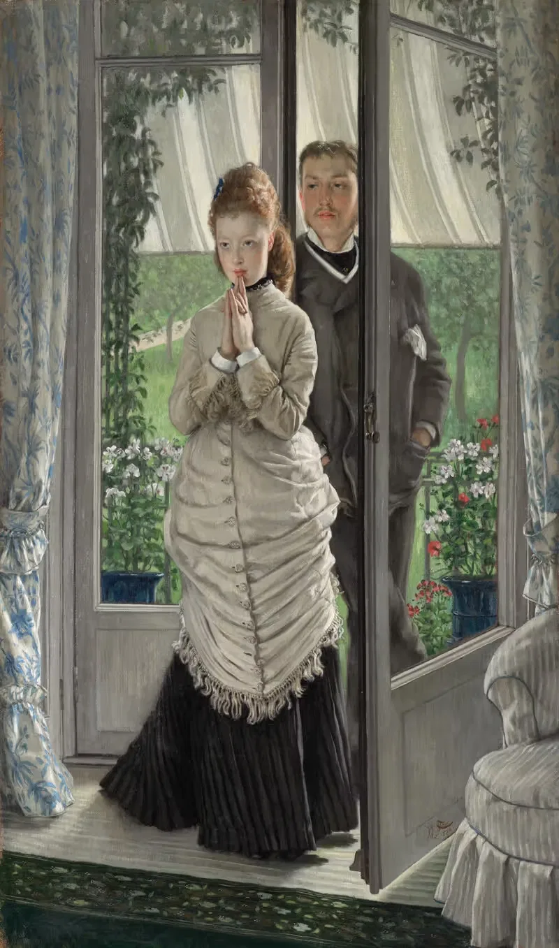 Two Figures at a Door (The Proposal) by James Tissot, 1872 — digital art print download