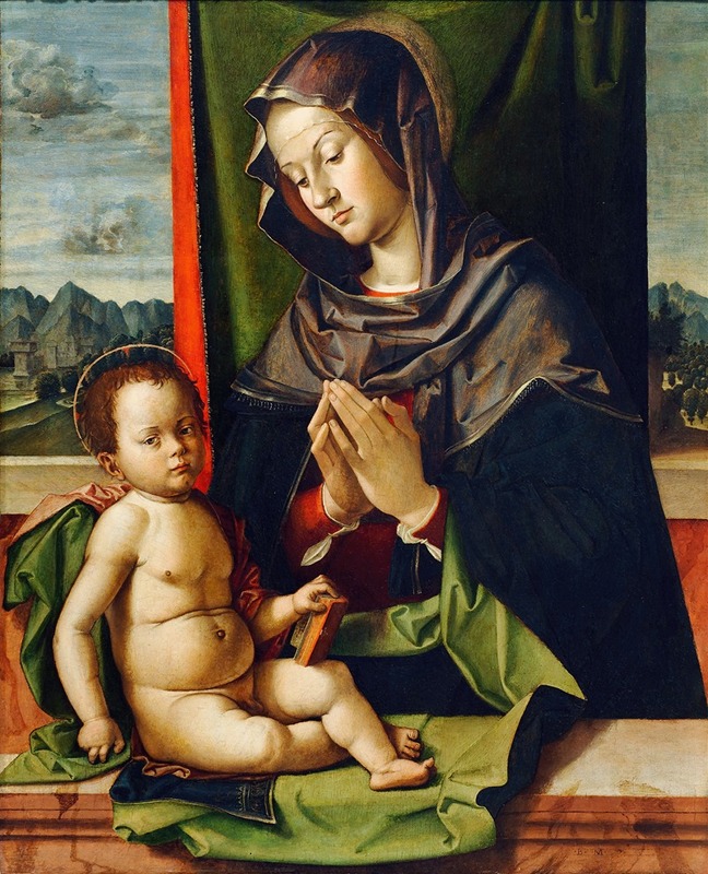 Virgin adoring the child by Bartolomeo Montagna, c. 1500 — digital art print download