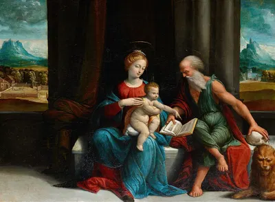Madonna and Child and St. Jerome by Бенвенуто Тизи (Ил Гарафало) — digital art print download